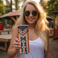 Orange Niho Taniwha Mix Poutama Skinny Tumbler Unique Taniko Aotearoa LT01 - Polynesian Pride