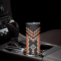 Orange Niho Taniwha Mix Poutama Skinny Tumbler Unique Taniko Aotearoa LT01 - Polynesian Pride