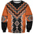 Orange Niho Taniwha Mix Poutama Sweatshirt Unique Taniko Aotearoa