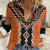 Orange Niho Taniwha Mix Poutama Women Casual Shirt Unique Taniko Aotearoa