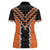 Orange Niho Taniwha Mix Poutama Women Polo Shirt Unique Taniko Aotearoa