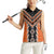 Orange Niho Taniwha Mix Poutama Women Sleeveless Polo Shirt Unique Taniko Aotearoa