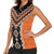 Orange Niho Taniwha Mix Poutama Women Sleeveless Polo Shirt Unique Taniko Aotearoa