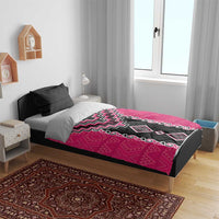 Pink Niho Taniwha Mix Poutama Bedding Set Unique Taniko Aotearoa