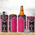 Pink Niho Taniwha Mix Poutama 4 in 1 Can Cooler Tumbler Unique Taniko Aotearoa