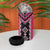 Pink Niho Taniwha Mix Poutama 4 in 1 Can Cooler Tumbler Unique Taniko Aotearoa