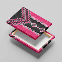 Pink Niho Taniwha Mix Poutama Canvas Wall Art Unique Taniko Aotearoa