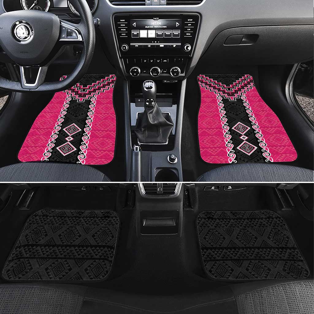 Pink Niho Taniwha Mix Poutama Car Mats Unique Taniko Aotearoa