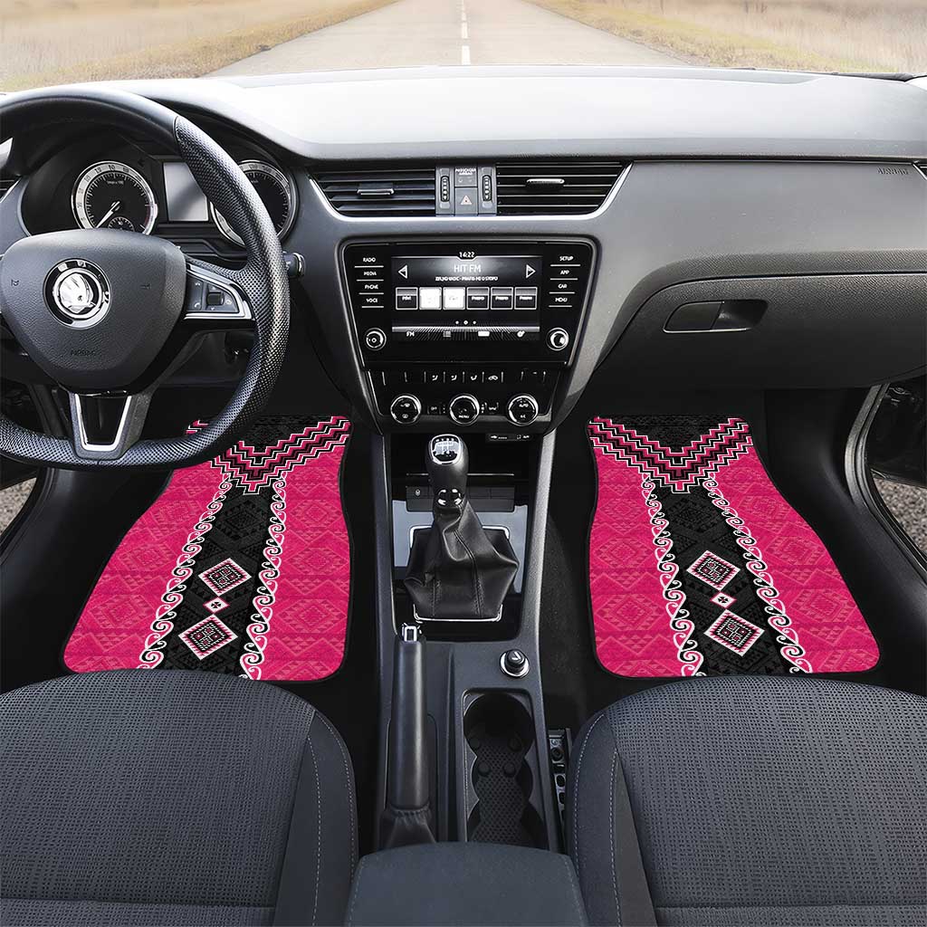 Pink Niho Taniwha Mix Poutama Car Mats Unique Taniko Aotearoa