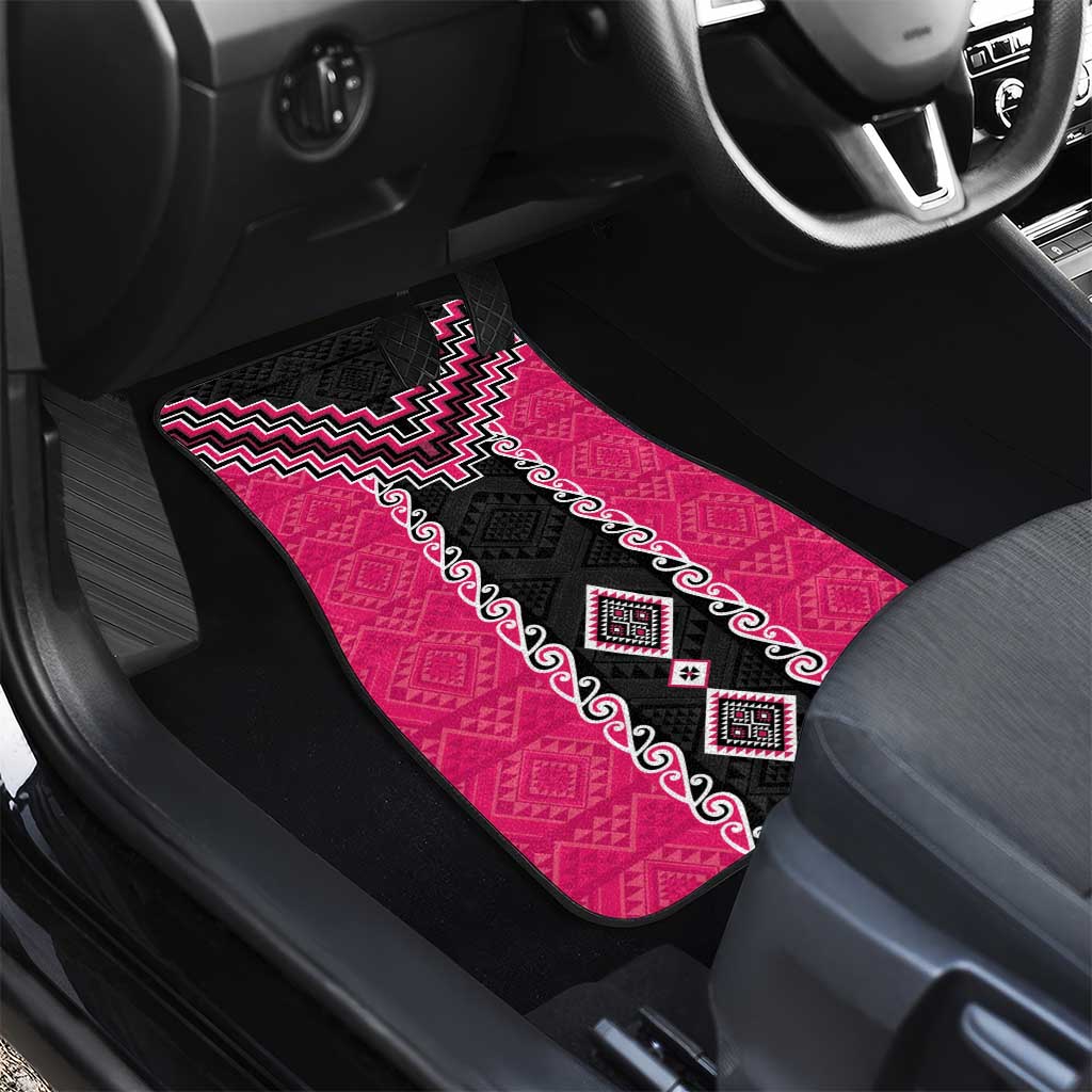 Pink Niho Taniwha Mix Poutama Car Mats Unique Taniko Aotearoa