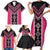 Pink Niho Taniwha Mix Poutama Family Matching Short Sleeve Bodycon Dress and Hawaiian Shirt Unique Taniko Aotearoa