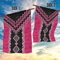 Pink Niho Taniwha Mix Poutama Garden Flag Unique Taniko Aotearoa