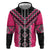 Pink Niho Taniwha Mix Poutama Hoodie Unique Taniko Aotearoa