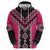 Pink Niho Taniwha Mix Poutama Hoodie Unique Taniko Aotearoa