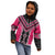 Pink Niho Taniwha Mix Poutama Kid Hoodie Unique Taniko Aotearoa