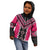 Pink Niho Taniwha Mix Poutama Kid Hoodie Unique Taniko Aotearoa