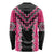 Pink Niho Taniwha Mix Poutama Long Sleeve Shirt Unique Taniko Aotearoa