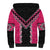 Pink Niho Taniwha Mix Poutama Sherpa Hoodie Unique Taniko Aotearoa