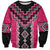 Pink Niho Taniwha Mix Poutama Sweatshirt Unique Taniko Aotearoa