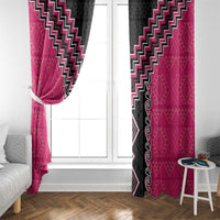 Pink Niho Taniwha Mix Poutama Window Curtain Unique Taniko Aotearoa
