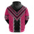 Pink Niho Taniwha Mix Poutama Zip Hoodie Unique Taniko Aotearoa