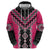 Pink Niho Taniwha Mix Poutama Zip Hoodie Unique Taniko Aotearoa