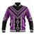 Purple Niho Taniwha Mix Poutama Baseball Jacket Unique Taniko Aotearoa