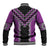 Purple Niho Taniwha Mix Poutama Baseball Jacket Unique Taniko Aotearoa