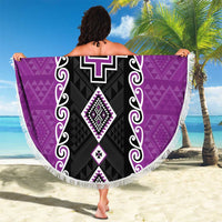 Purple Niho Taniwha Mix Poutama Beach Blanket Unique Taniko Aotearoa
