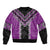 Purple Niho Taniwha Mix Poutama Bomber Jacket Unique Taniko Aotearoa