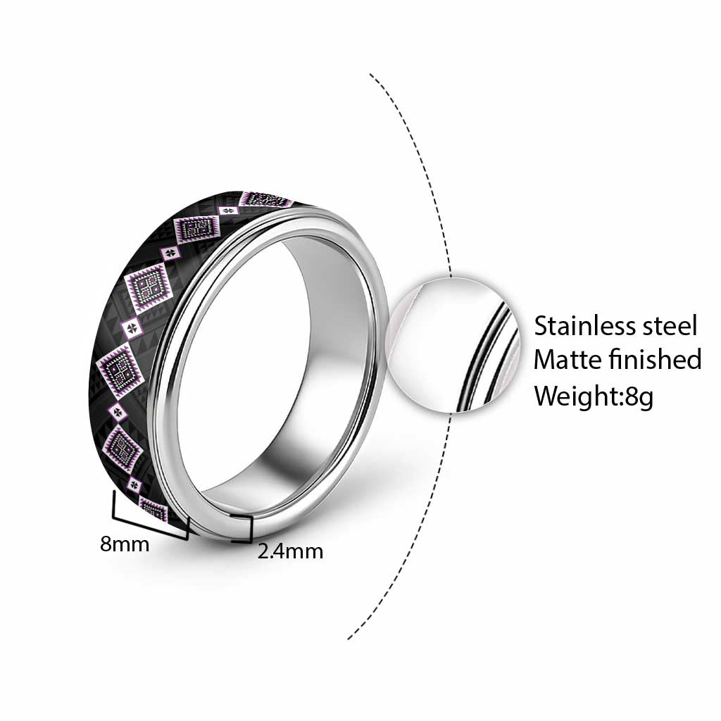 Purple Niho Taniwha Mix Poutama Classic Ring Unique Taniko Aotearoa - Polynesian Pride
