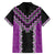 Purple Niho Taniwha Mix Poutama Family Matching Off The Shoulder Long Sleeve Dress and Hawaiian Shirt Unique Taniko Aotearoa