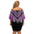 Purple Niho Taniwha Mix Poutama Family Matching Off Shoulder Short Dress and Hawaiian Shirt Unique Taniko Aotearoa