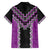 Purple Niho Taniwha Mix Poutama Family Matching Short Sleeve Bodycon Dress and Hawaiian Shirt Unique Taniko Aotearoa