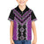 Purple Niho Taniwha Mix Poutama Family Matching Short Sleeve Bodycon Dress and Hawaiian Shirt Unique Taniko Aotearoa