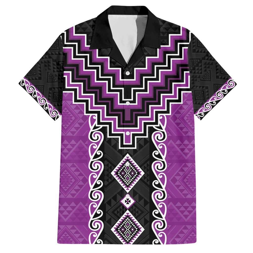 Purple Niho Taniwha Mix Poutama Hawaiian Shirt Unique Taniko Aotearoa