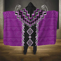 Purple Niho Taniwha Mix Poutama Hooded Blanket Unique Taniko Aotearoa