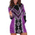 Purple Niho Taniwha Mix Poutama Hoodie Dress Unique Taniko Aotearoa