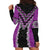 Purple Niho Taniwha Mix Poutama Hoodie Dress Unique Taniko Aotearoa