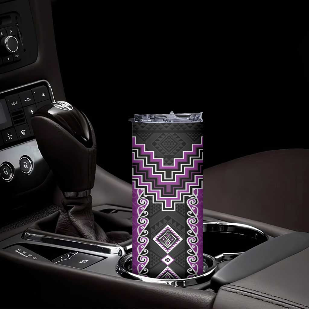 Purple Niho Taniwha Mix Poutama Skinny Tumbler Unique Taniko Aotearoa LT01 - Polynesian Pride
