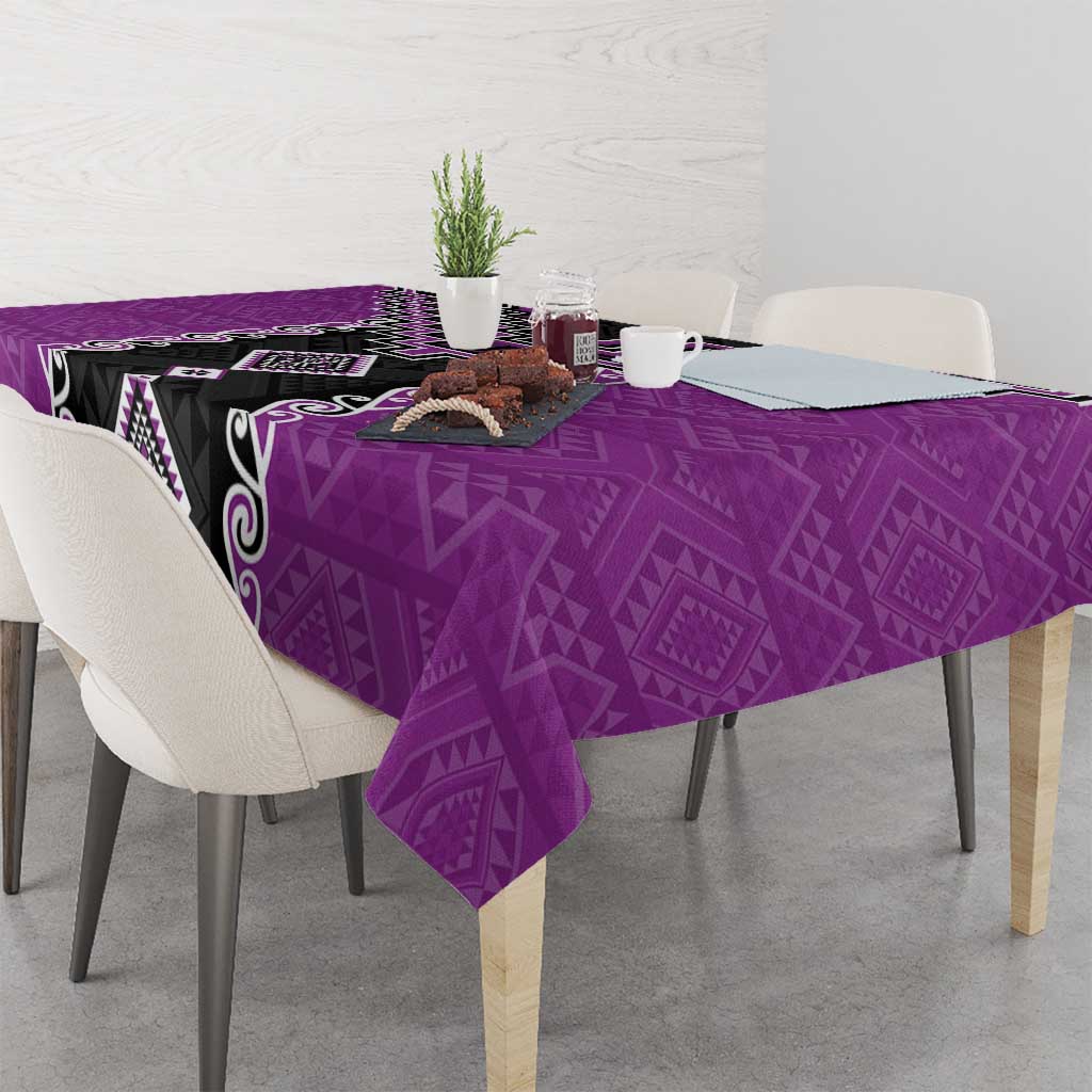 Purple Niho Taniwha Mix Poutama Tablecloth Unique Taniko Aotearoa