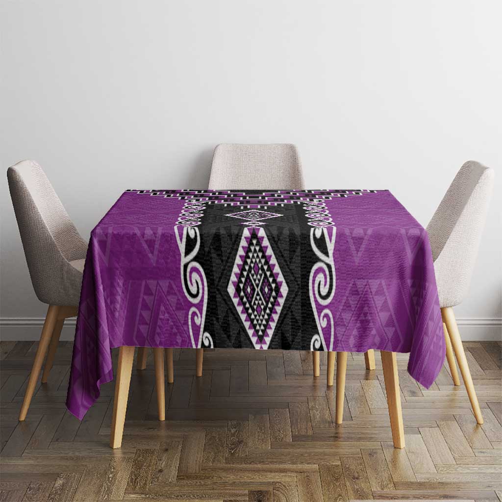 Purple Niho Taniwha Mix Poutama Tablecloth Unique Taniko Aotearoa