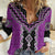 Purple Niho Taniwha Mix Poutama Women Casual Shirt Unique Taniko Aotearoa