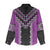 Purple Niho Taniwha Mix Poutama Women Casual Shirt Unique Taniko Aotearoa