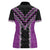 Purple Niho Taniwha Mix Poutama Women Polo Shirt Unique Taniko Aotearoa