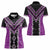 Purple Niho Taniwha Mix Poutama Women Polo Shirt Unique Taniko Aotearoa