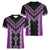 Purple Niho Taniwha Mix Poutama Women V-Neck T-Shirt Unique Taniko Aotearoa