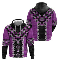 Purple Niho Taniwha Mix Poutama Zip Hoodie Unique Taniko Aotearoa LT01 - Polynesian Pride