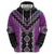 Purple Niho Taniwha Mix Poutama Zip Hoodie Unique Taniko Aotearoa