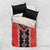 Red Niho Taniwha Mix Poutama Bedding Set Unique Taniko Aotearoa